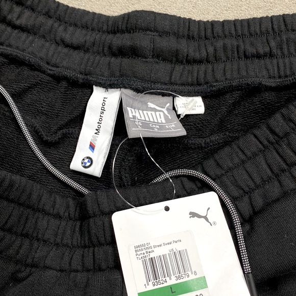 NWT Mens Puma BMW Motorsport 100% Cotton Black Athletic Sweat Pants Size L - Picture 10 of 14